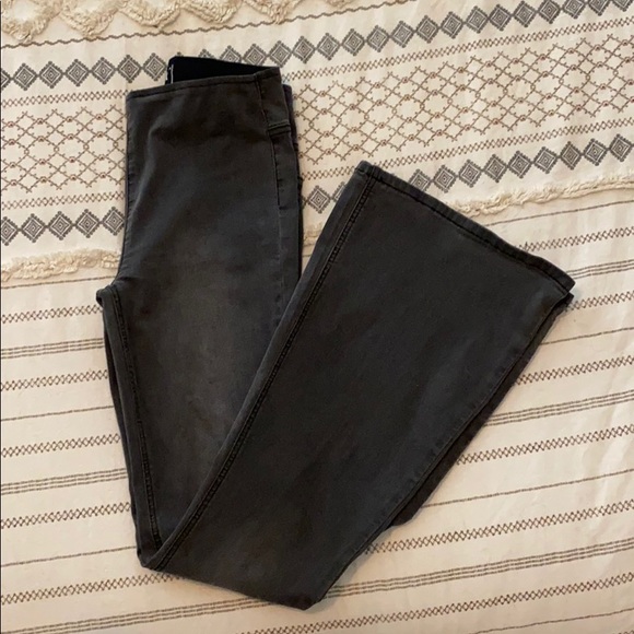 Tricot stretch bell bottom jeans in grey - Picture 1 of 4